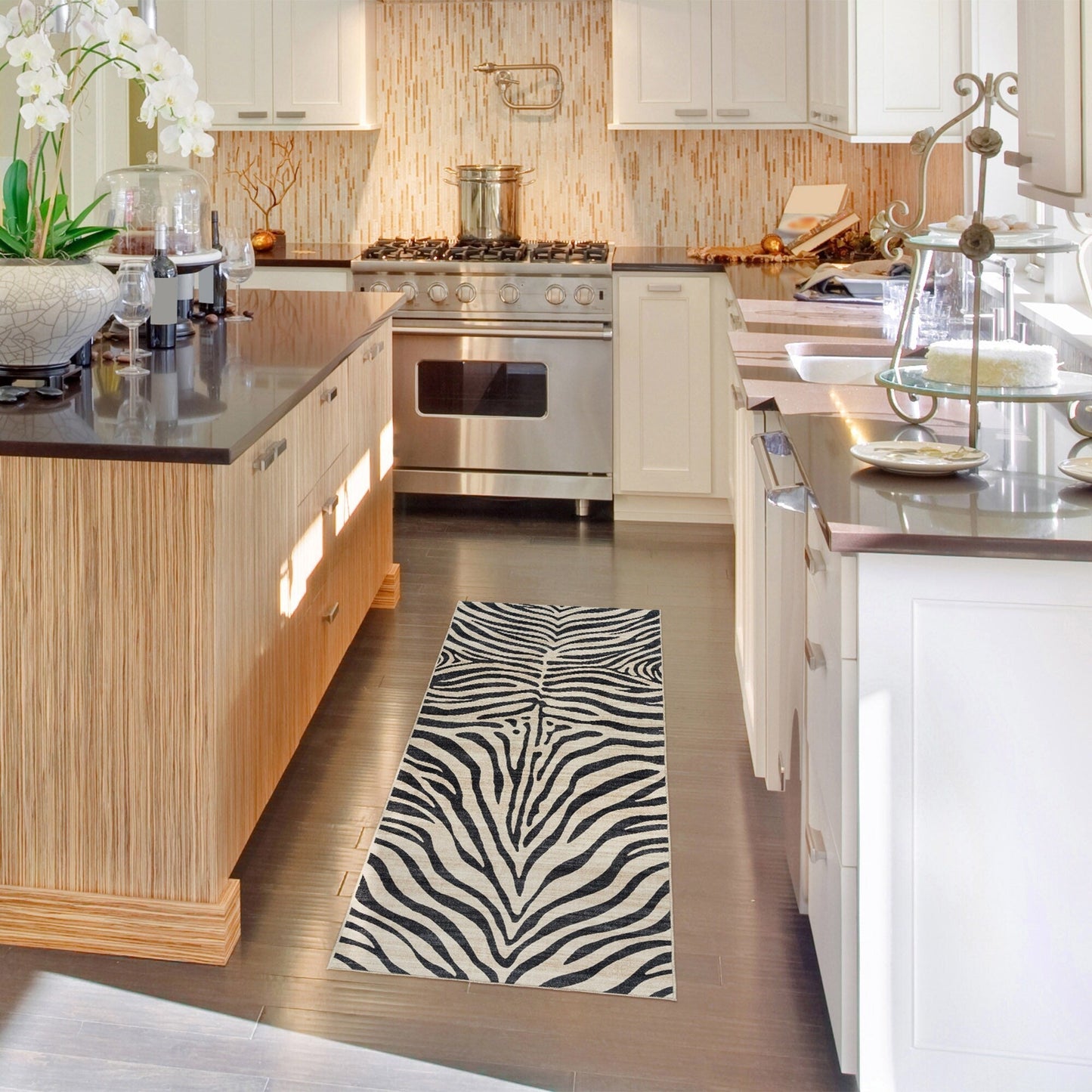 Collection de tapis Gertmenian Crystal Print, lavables, imprimés numériquement, à poils plats, en polyester antidérapant