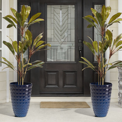 Glitzhome 19.75 H Eco-Friendly Oversized Faux Ceramic Diamond Textured Tall Planter Porch Flowerpot (Set of 2)