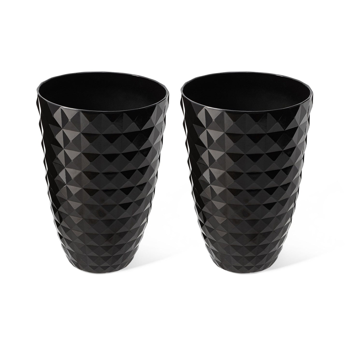 Glitzhome 19.75 H Eco-Friendly Oversized Faux Ceramic Diamond Textured Tall Planter Porch Flowerpot (Set of 2)