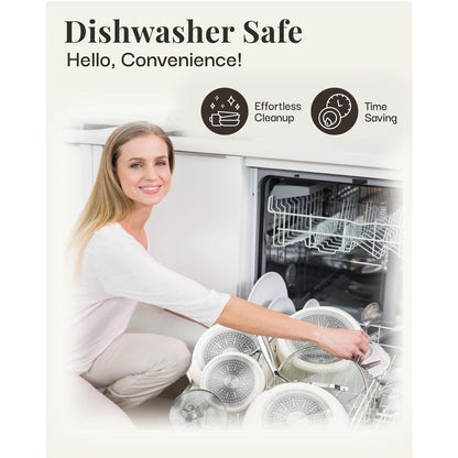 Batterie de cuisine Gotham Steel Cream 12 pièces, casseroles et poêles, en céramique ultra antiadhésive avec poignées isolantes