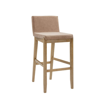 Tabouret de bar moderne Gracie, chaise rembourrée en boucle et pieds en bois brossé
