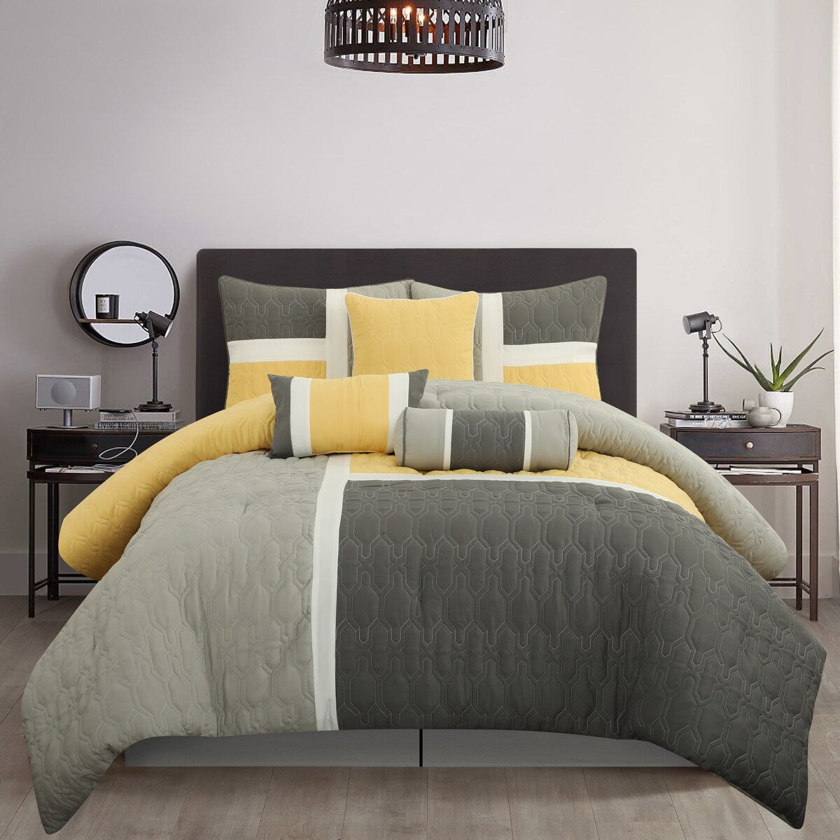 Nanshing Blake 7 Piece Modern Colorblock Comforter Set