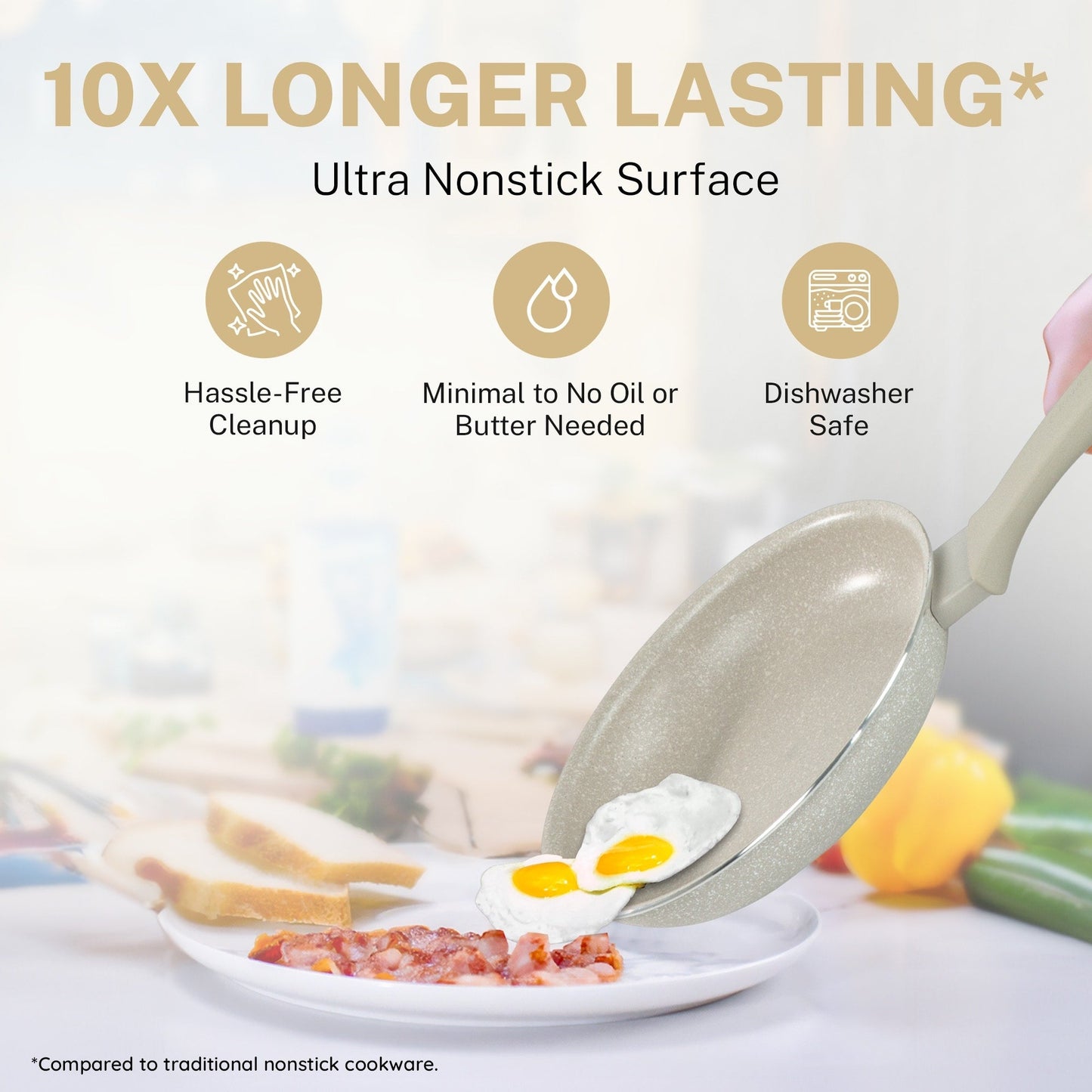 Ensemble de 20 ustensiles de cuisine et de pâtisserie antiadhésifs Granitestone Desert Cream