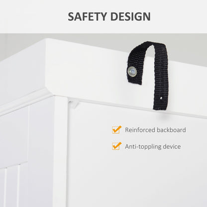 HOMCOM 72 Armoire de cuisine indépendante traditionnelle avec portes et 3 étagères réglables, blanc