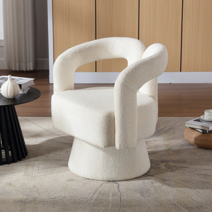 HOMEFUN Boucle Upholstered 360 Degree Swivel Cuddle Barrel Accent Chairs