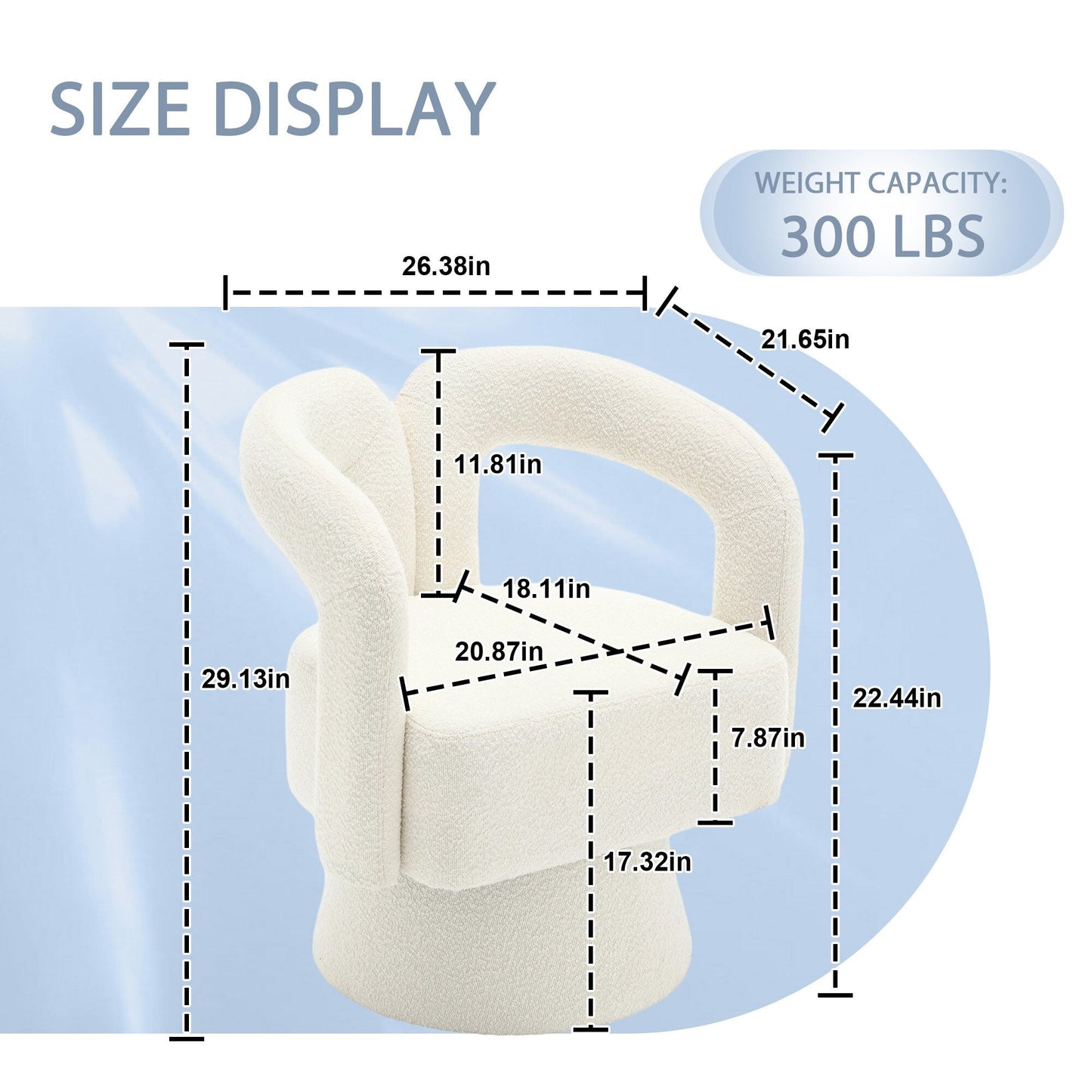 HOMEFUN Boucle Upholstered 360 Degree Swivel Cuddle Barrel Accent Chairs