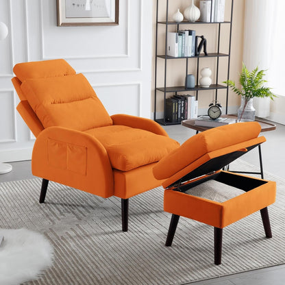Fauteuil d'appoint HOMYKA avec dossier réglable et pouf de rangement