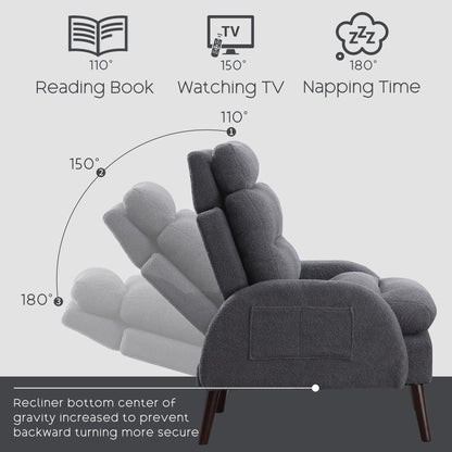 Fauteuil d'appoint HOMYKA avec dossier réglable et pouf de rangement