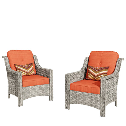 HOOOWOOO 2-piece High Back Wicker Rattan Outdoor Patio Chair Set