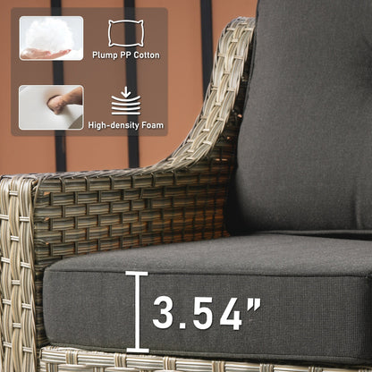 HOOOWOOO 2-piece High Back Wicker Rattan Outdoor Patio Chair Set