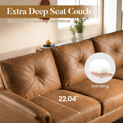 Canapé 3 places rembourré HOOOWOOO Mid-Century avec pieds en bois pour salon