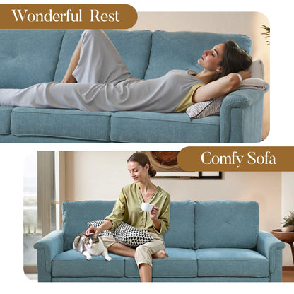 Canapé 3 places rembourré HOOOWOOO Mid-Century avec pieds en bois pour salon