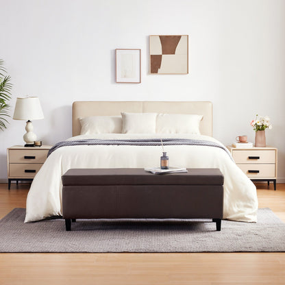 Pouf de rangement rectangulaire rembourré 50,3 x 17,50 x 18 po - Similicuir