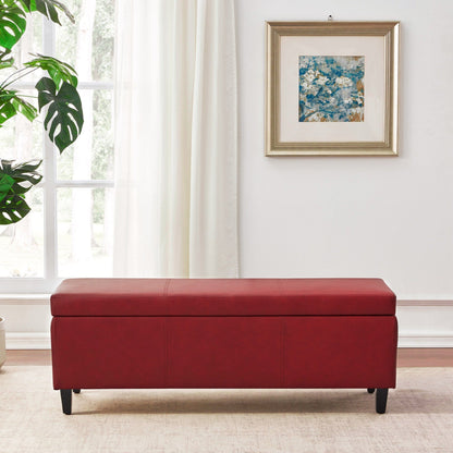 Pouf de rangement rectangulaire rembourré 50,3 x 17,50 x 18 po - Similicuir