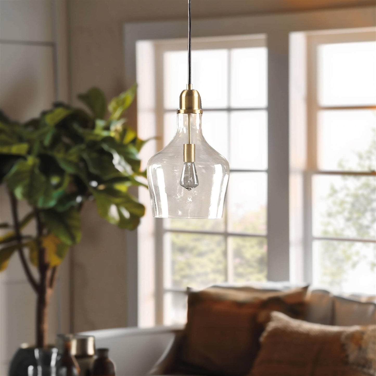 INK+IVY Auburn Bell Shaped Hanging Glass Pendant Light