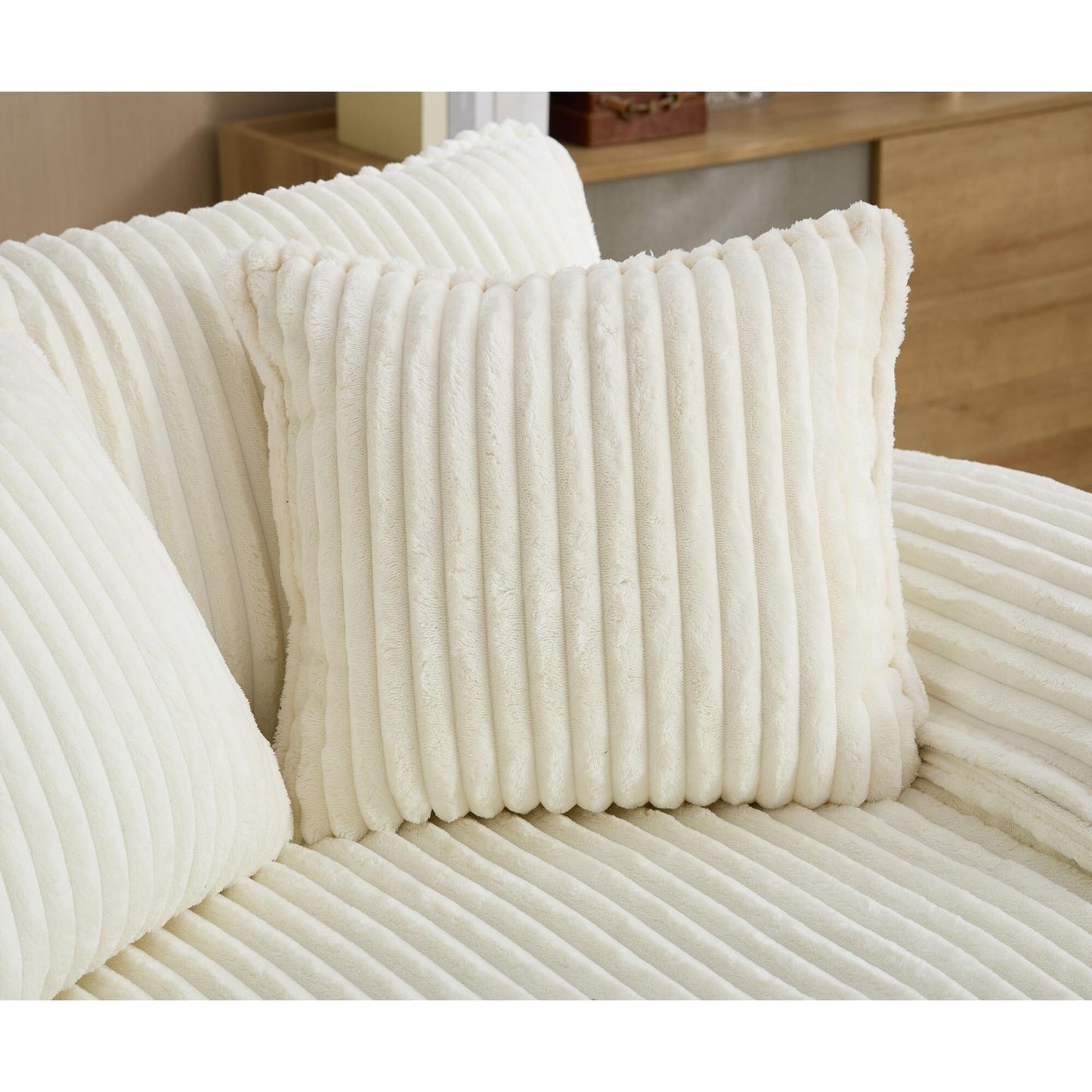 Harmonia 109 W Oversized Corduroy Sofa Bed, Deep Seat Double Lounge Chaise with 4 Pillows