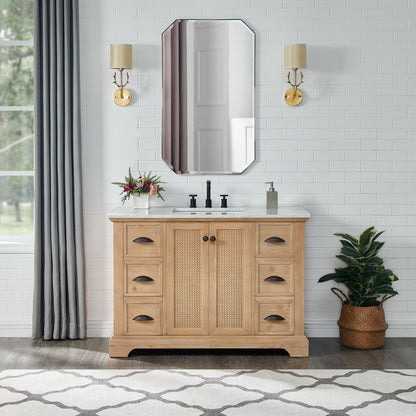 Meuble-lavabo Hervas avec plateau en marbre naturel sans miroir