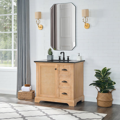 Meuble-lavabo Hervas avec plateau en marbre naturel sans miroir