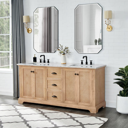 Meuble-lavabo Hervas avec plateau en marbre naturel sans miroir
