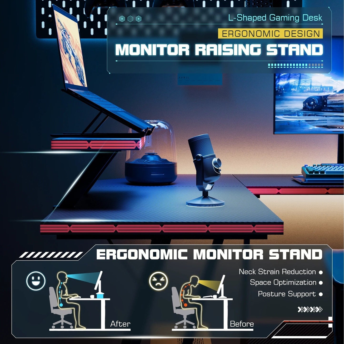Homall L-Shaped Gaming Desk Computer Corner Desk Office Writing Desk