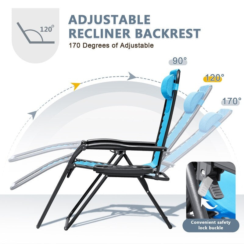 Ensemble de 2 chaises longues de jardin Homall à gravité zéro avec coussins