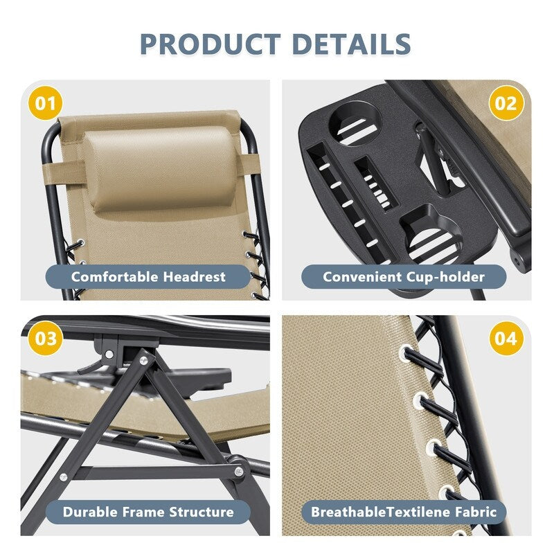 Ensemble de 2 chaises longues de jardin Homall à gravité zéro avec coussins