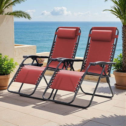 Ensemble de 2 chaises longues de jardin Homall à gravité zéro avec coussins
