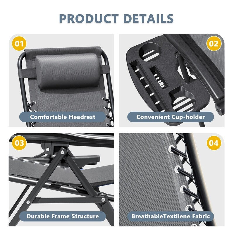 Ensemble de 2 chaises longues de jardin Homall à gravité zéro avec coussins