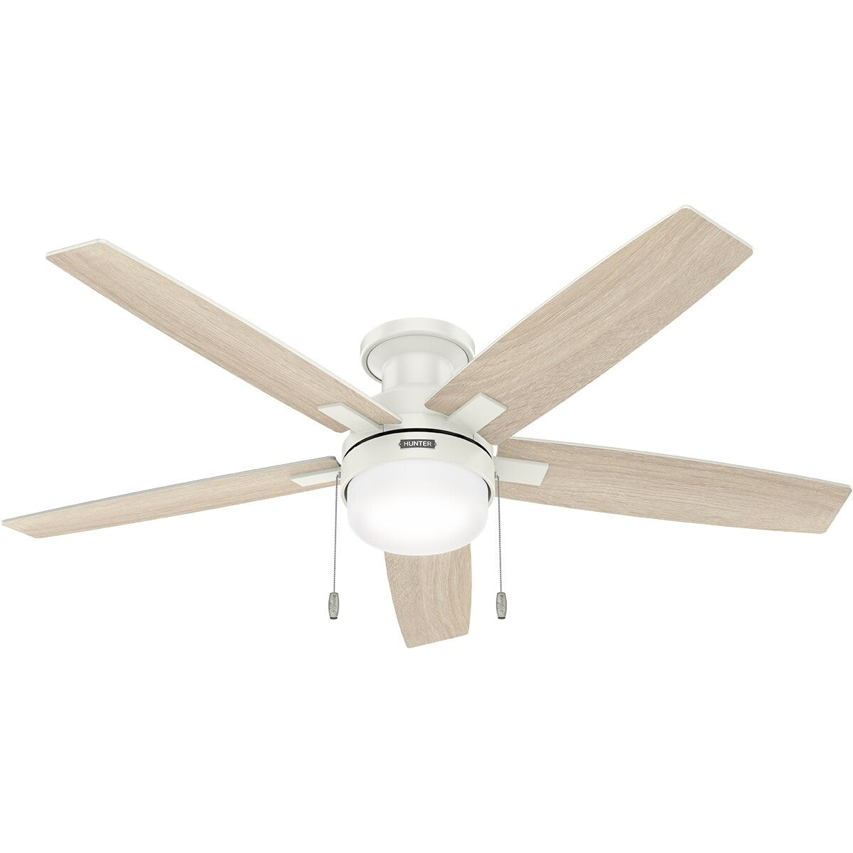 Ventilateur de plafond à profil bas Hunter 52 Anisten avec éclairage LED et chaînette - Moderne, contemporain, transitionnel