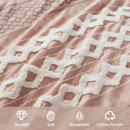 INK+IVY Imani Cotton Printed Duvet Cover Set with Chenille