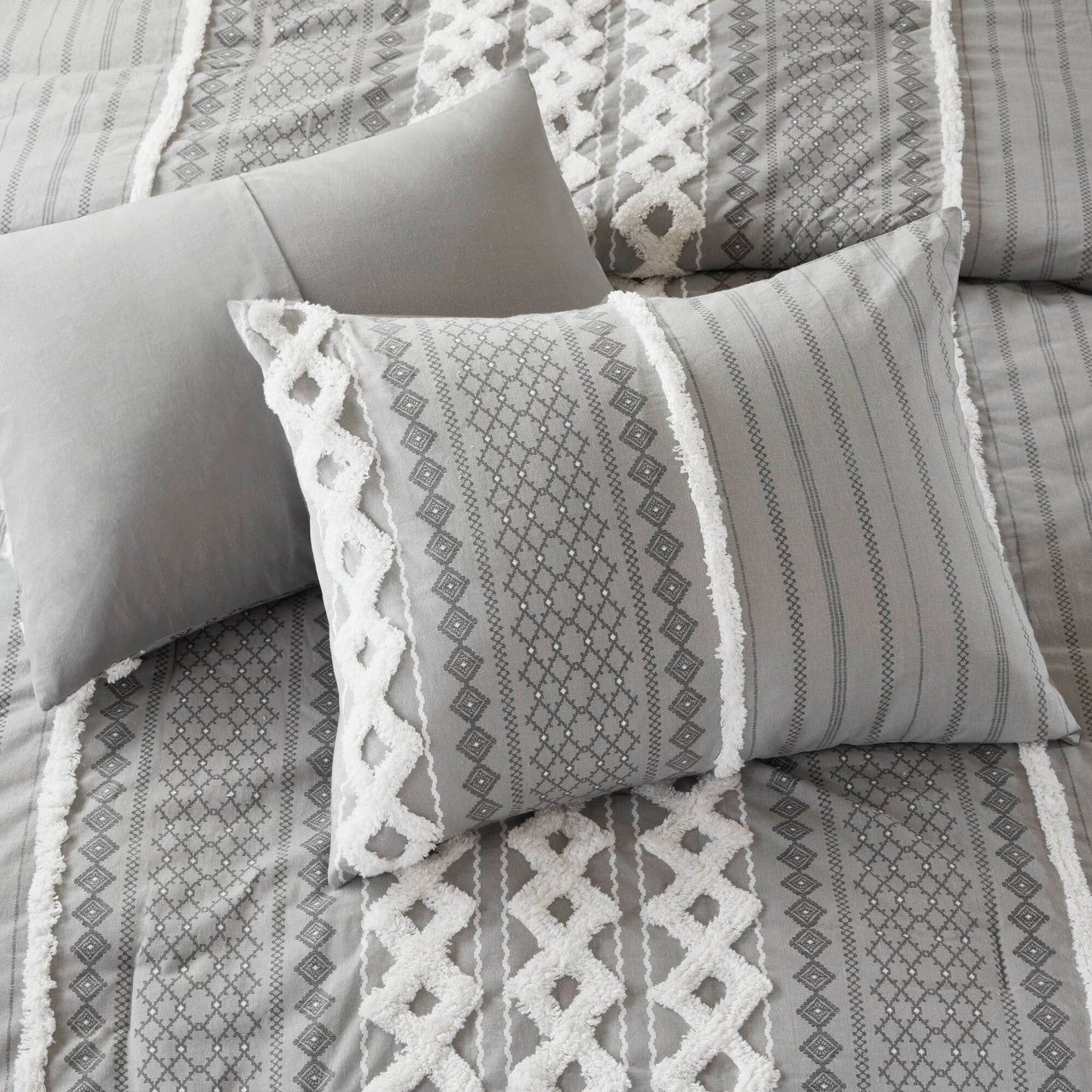 INK+IVY Imani Cotton Printed Duvet Cover Set with Chenille