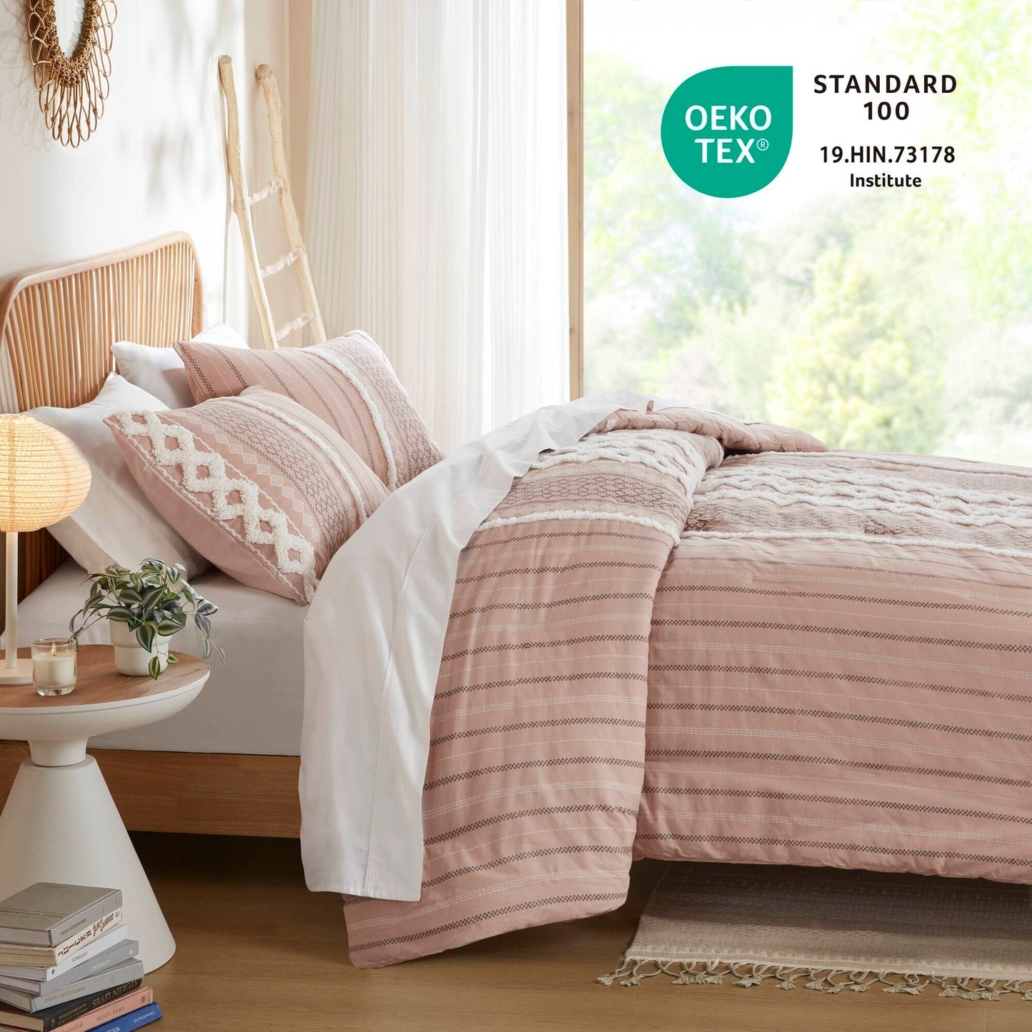 INK+IVY Imani Cotton Printed Duvet Cover Set with Chenille