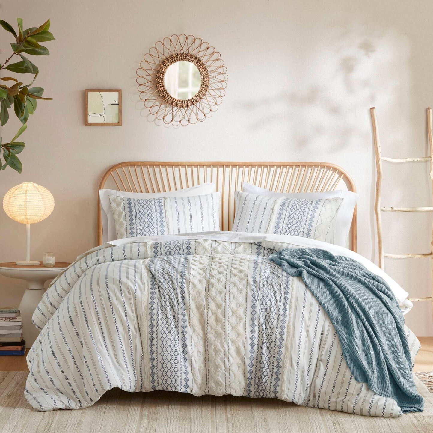 INK+IVY Imani Cotton Printed Duvet Cover Set with Chenille