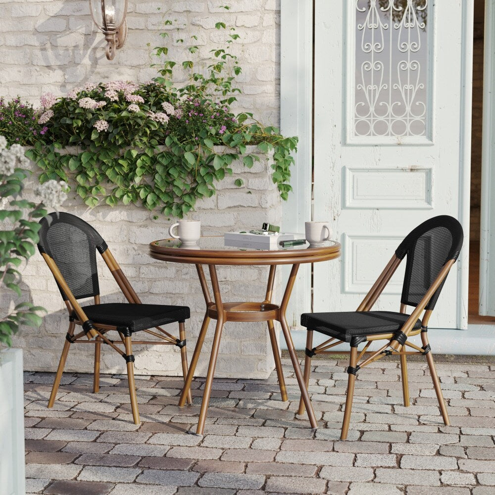 Indoor/Outdoor Commercial Bistro Set with Table and Two Chairs