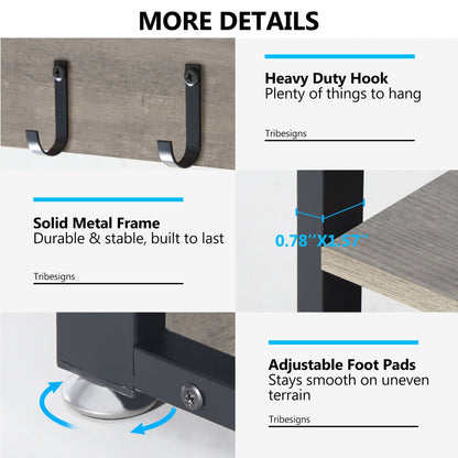 Ensemble de porte-manteaux et de bancs à chaussures pour entrée, porte-manteaux et porte-chaussures de style industriel