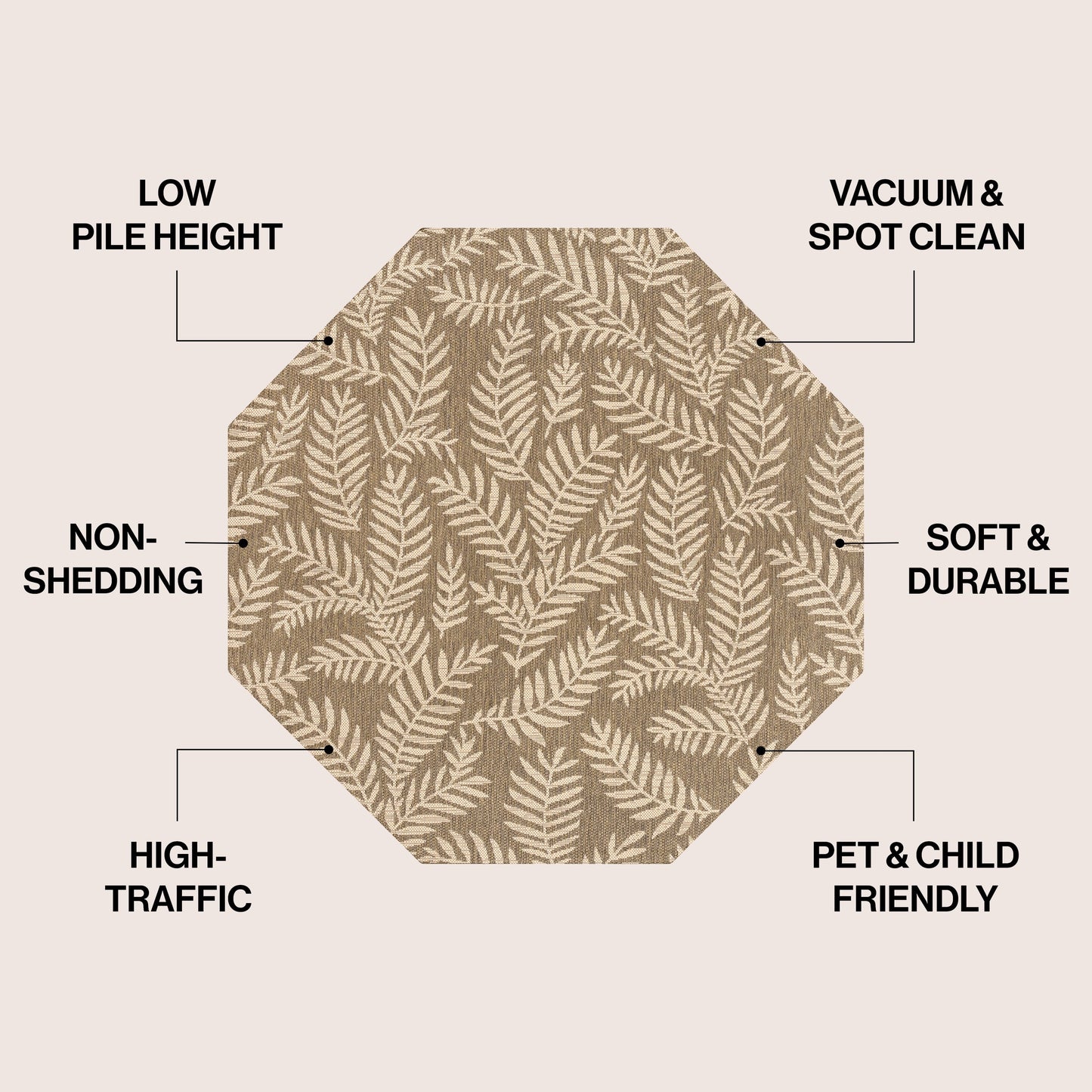 JONATHAN Y Tapis intérieur/extérieur à fronde de palmier Galon