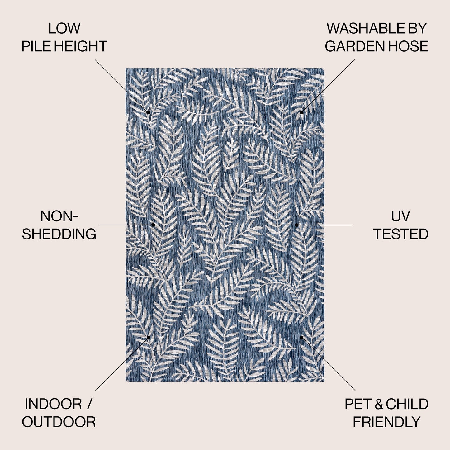 JONATHAN Y Tapis intérieur/extérieur à fronde de palmier Galon