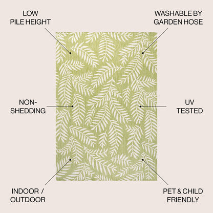 JONATHAN Y Tapis intérieur/extérieur à fronde de palmier Galon