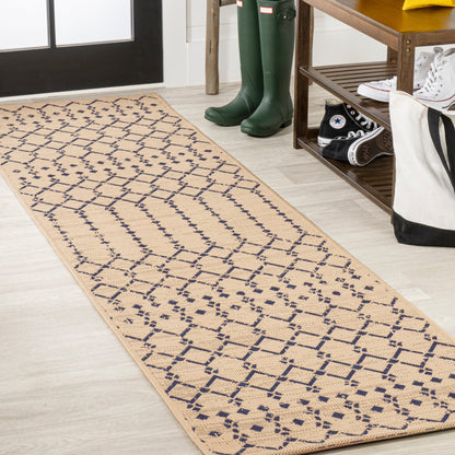 Tapis d'intérieur/extérieur JONATHAN Y Trebol à tissage géométrique texturé marocain