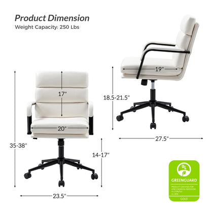 Chaise de travail moderne Joseph en similicuir avec verrouillage de l'inclinaison et inclinaison centrale par HULALA HOME