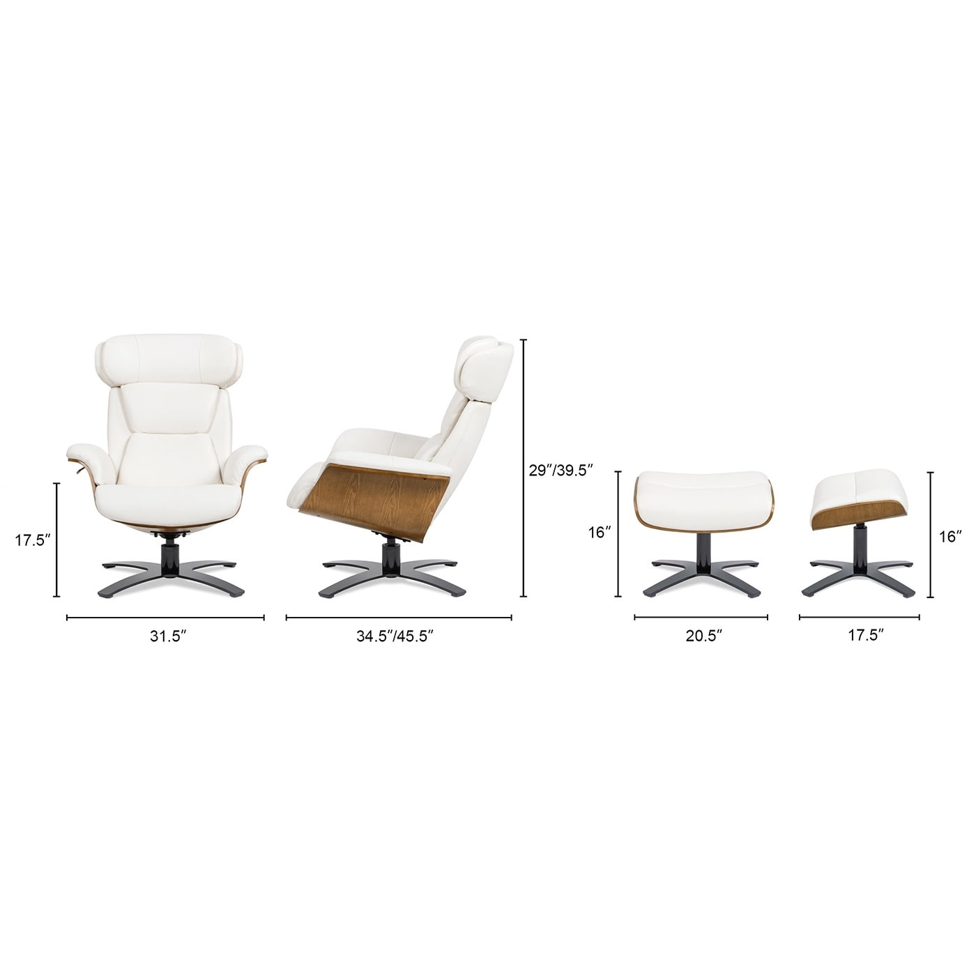 Jovan 31.5 Genuine Leather Recliner Lounge Chair with Ottoman