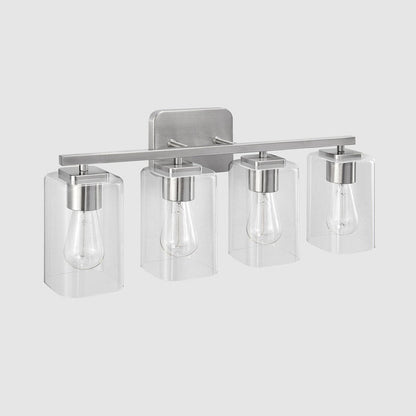 KAWOTI 29inch 4-Light Modern Bathroom Vanity Light with Clear Glass Shades