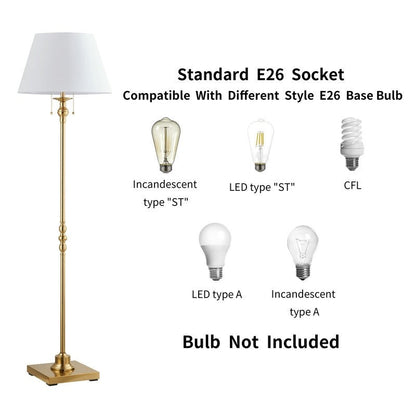 KAWOTI 60.5'' 2-Light Floor Lamp with Empire Fabric Shade