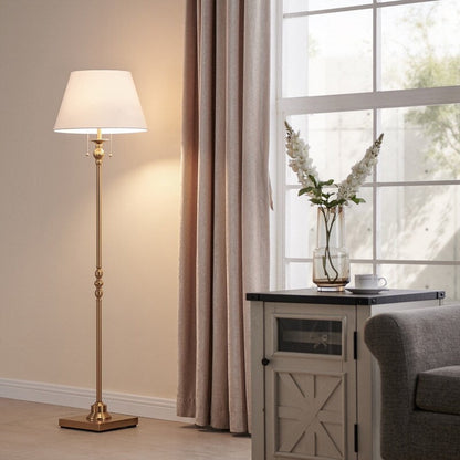 KAWOTI 60.5'' 2-Light Floor Lamp with Empire Fabric Shade