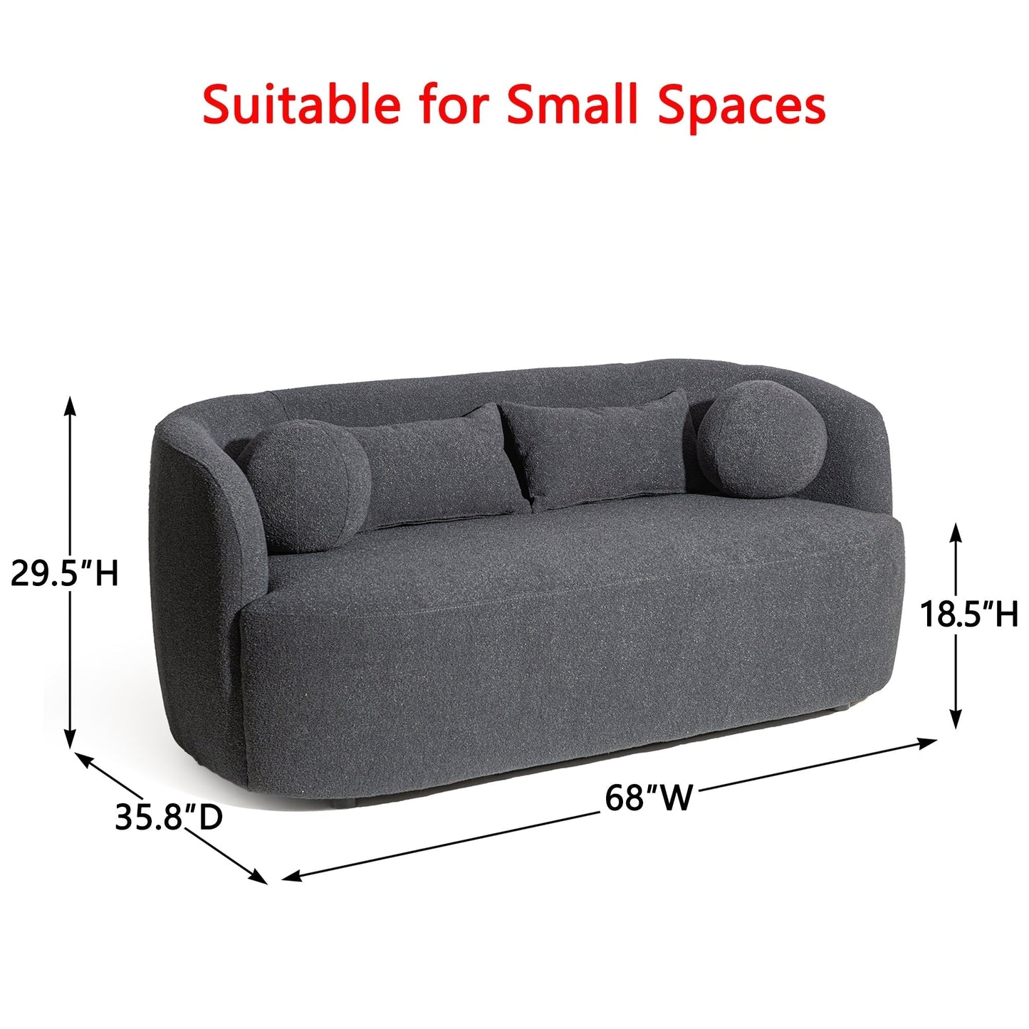 KINWELL Boucle Upholstered 2-Seats Loveseat with Pillows