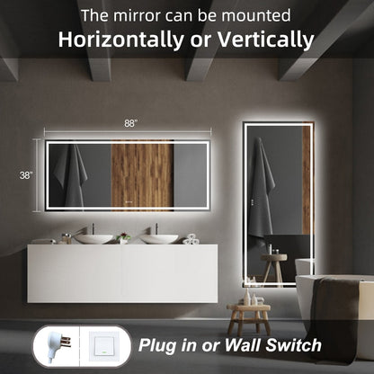 KIOTEE Super Bright Anti-fog LED Bathroom Mirror with Backlit and Front Lighting 3-Year Warranty