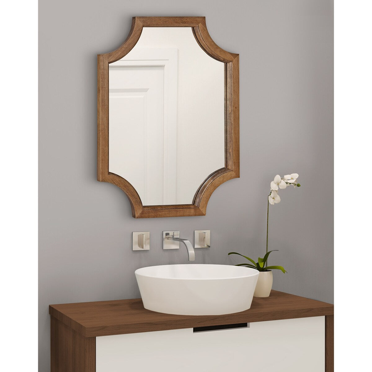 Kate and Laurel Hogan Scalloped Wood Framed Mirror