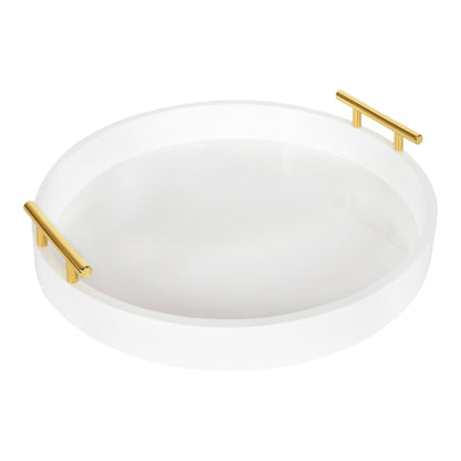 Kate and Laurel Lipton Round Decorative Tray with Metal Handles