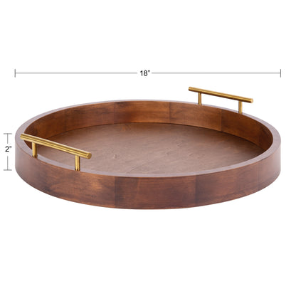 Kate and Laurel Lipton Round Decorative Tray with Metal Handles