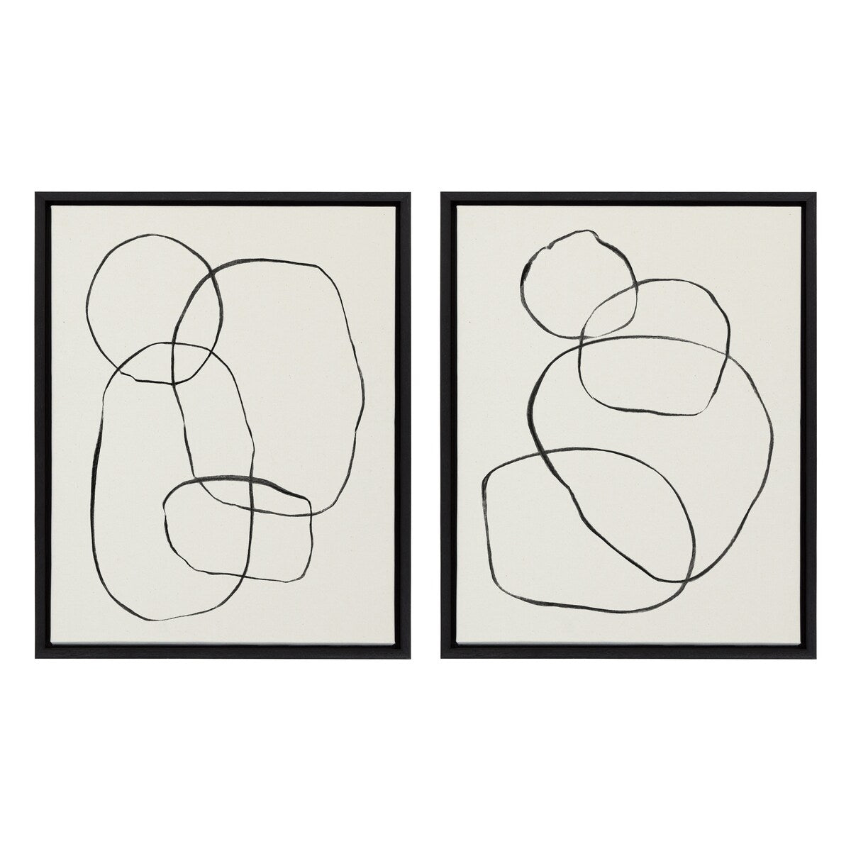 Kate and Laurel Sylvie Modern Circles Framed Canvas Set by Teju Reval